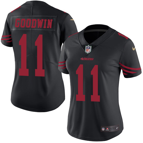 Nike 49ers #11 Marquise Goodwin Black Women's Stitched NFL Limited Rush Jersey